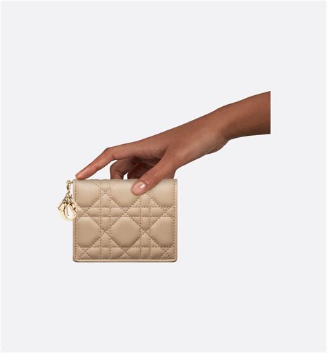 Mini Lady Dior Gardenia Wallet Biscuit Cannage Lambskin 